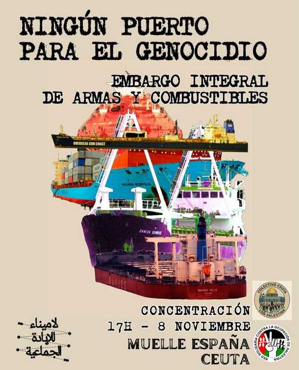 “Ningún puerto para el genocidio”: Ceuta con Palestina convoca una concentración este sábado en el Muelle de España