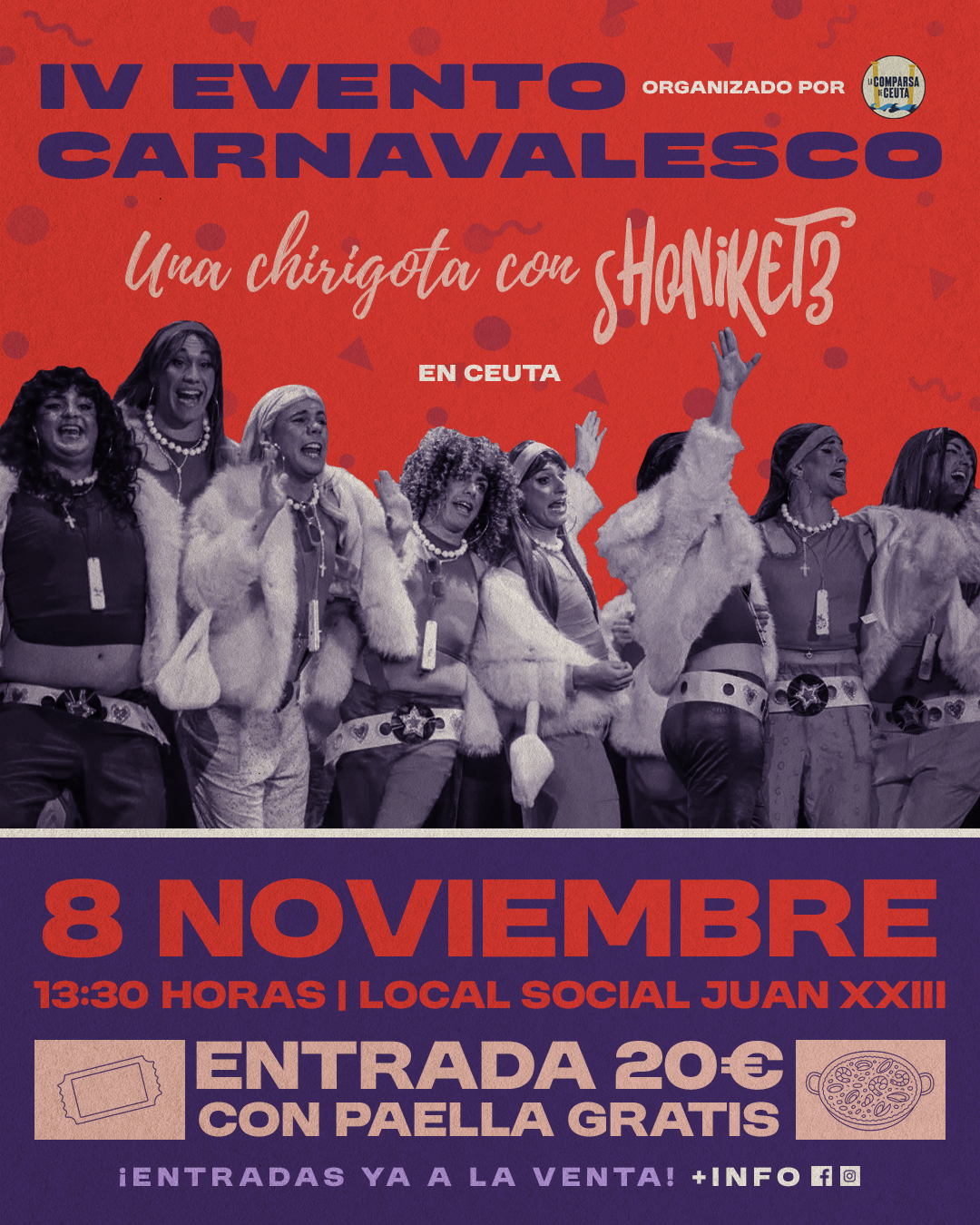 La Comparsa de Ceuta celebra su IV Evento Carnavalesco con la actuación estelar de “Una chirigota con shoniket3”