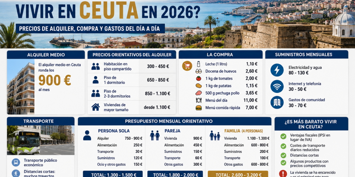 ¿Cuánto cuesta vivir en Ceuta en 2026? Así está el precio de la vivienda, la compra y los gastos del día a día